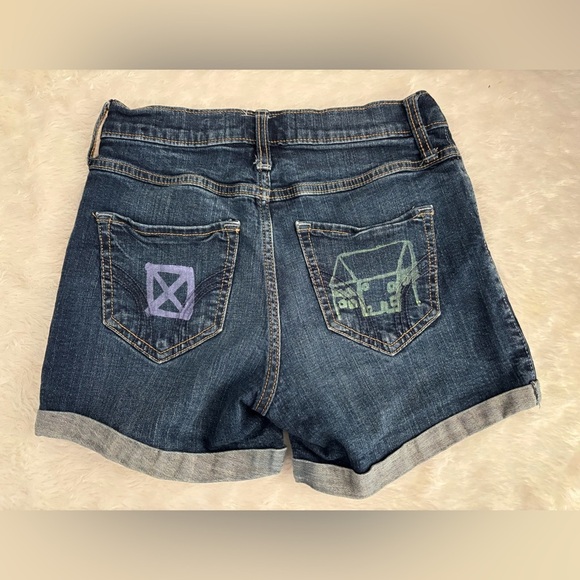 Hollister Blue Jean High Rise Midi Shorts Customized - Size 3 - Picture 2 of 5
